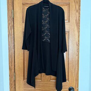 NEW Bali Long Open Front Cardigan with Lace Backing